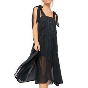 Free people Lou Lou utility‎ navy boho dress sz SM NWT